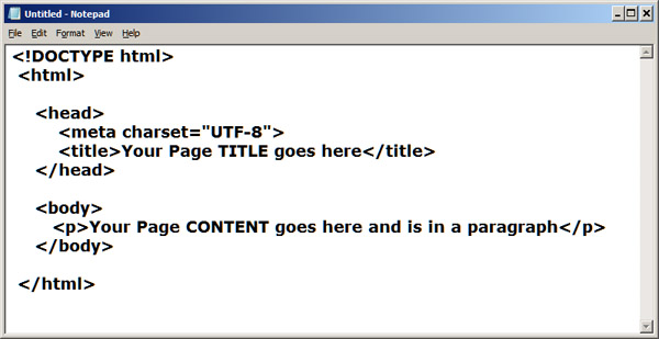 View of code in Notepad before saving